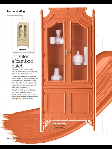 Paint Trim Ideas, Orange Chinoiserie, Painted Rattan, Small Apartment Organization, Pink Dresser, Paint Trim, Millennial Style, Grand Millennial Style, Spoke Art