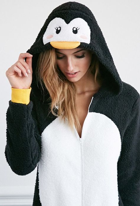 Penguin Costume Women, White Long Sleeve Jumpsuit, Penguin Costume, Plush Penguin, Funny Pajamas, Cute Onesies, Holiday Movies, Penguin Love, Costume Women