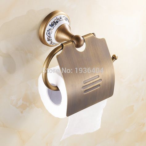 Luxury Retro Toilet Paper Holder Waterproof Copper Paper Dispenser Paper Box PH206 Antique Toilet, Crystal Bathroom Accessories, Copper Bathroom Accessories, Bronze Bathroom Accessories, Toilet Paper Holder Wall Mount, Copper Paper, Brass Toilet Paper Holder, Crystal Bathroom, Bath Towel Racks