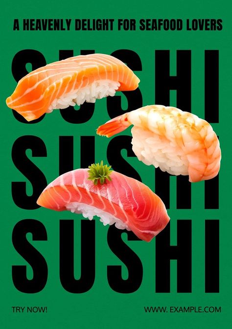 Sushi poster template | premium image by rawpixel.com / Aew Sushi Design Ideas, Sushi Ig Story, Sushi Graphic Design, Cookies Photoshoot, Ikura Sushi, Funny Templates, Food Banner Design, Sushi Poster, Food Instagram Story