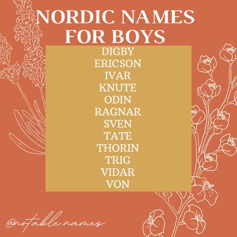 Names from the Nordic Region Nordic Boy Names, Nordic Names, Names For Boys, Cool Baby Names, Baby Name List, Name List, Fun Baby, Character Names, Boy Names