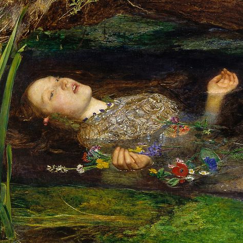 Ophelia (detail) by John Everett Millais | Lone Quixote | #art #arte #artwork #artists #detail #ophelia #atx #austin #smtx #txst #painting #kunst #romanticism #realism Ophelia Aesthetic, Everett Millais, John Everett Millais, Rennaissance Art, Cat Air, Arte Inspo, Romantic Art, Classical Art, Ethereal Art