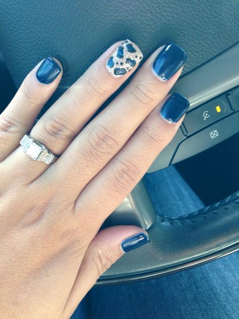 Navy blue matte nails with cheetah print Navy Leopard Print Nails, Nails With Cheetah Print, Blue Matte Nails, Sports Banquet, Navy Nails, Navy Blue Nails, Leopard Print Nails, Print Nails, Leopard Nails