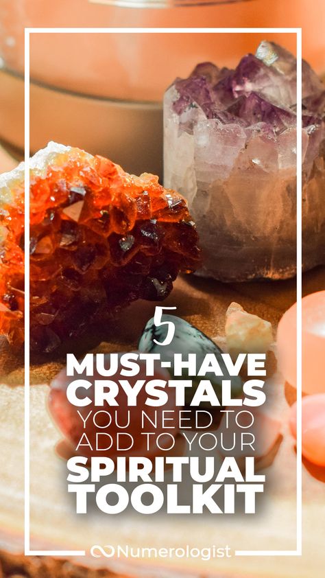 Talk about enhancing manifestation, healing or magic, Crystals are one of the most powerful tools for any kind of spiritual work!  Created deep within the earth over thousands of years, crystals harness the life-giving & healing energy of the Earth connecting us to her as soon as we come into contact with them.  If you're just starting out or a serial crystal hoarder, here are 5 Must-Have Crystals You Simply Need To Add To Your Spiritual Toolkit! Each specializes in a different area of energy. How To Connect With Your Crystals, Crystals For Communicating With Spirits, Best Crystals For Tarot Reading, How To Use Crystals With Tarot, Using Crystals To Manifest, Spiritual Reading, Energy Cleanse, Spiritual Tools, Spiritual Practices