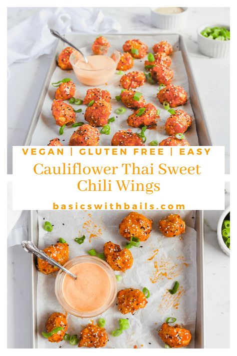 Sweet Chili Cauliflower Bites Air Fryer, Sweet Chili Cauliflower, Thai Cauliflower, Chili Cauliflower, Sweet Chili Wings, Homemade Sweet Chili Sauce, Chili Wings, Thai Appetizer, Keto Veggies