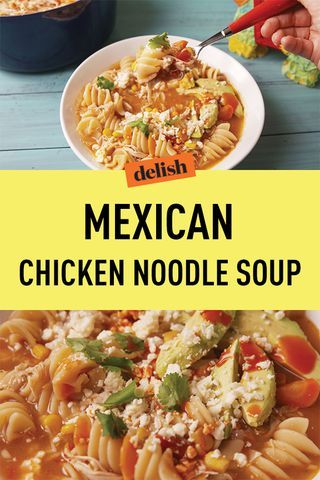 Mexican Chicken Noodle Soup Pin Chicken Noodle Soup Mexican, Mexican Chicken Noodle Soup Recipe, Mexican Chicken Noodle Soup, Spicy Chicken Noodles, Southwest Chicken Soup, Crockpot Soups, Tex Mex Chicken, Mexican Soup Chicken, Bisque Recipe