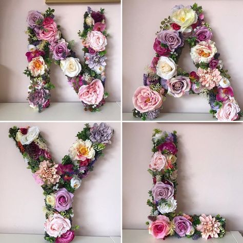 Flower Numbers Birthday, Flower Filled Letters, Hollow Letters With Flowers, Floral Letter Diy Fake Flowers, Flower Initial Diy Floral Letters, Boho Style Nursery, Woodland Baby Nursery, Woodland Wall Decor, Moss Letters