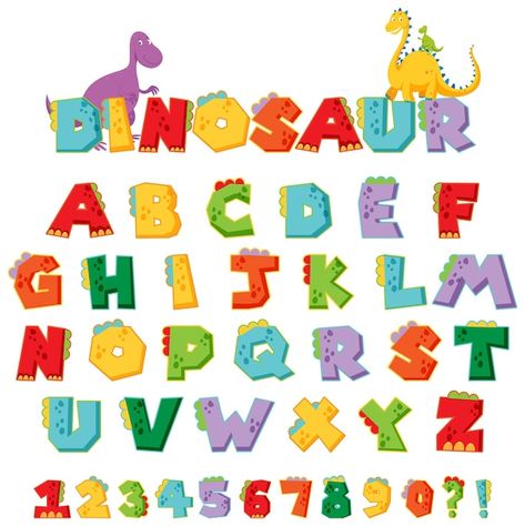 Font English, Alphabet Background, Dinosaur Font, Cartoon Alphabet, Farm Cartoon, Crash Test Dummies, Dinosaur Alphabet, Kids Stationary, Dinosaur Themed Birthday Party