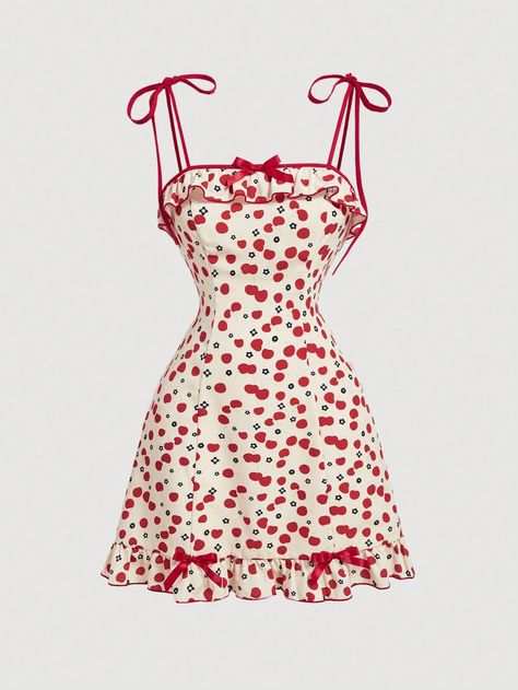 SHEIN MOD Women's Cherry Printed Short Dress,Summer DressI discovered amazing products on SHEIN.com, come check them out! Fruit Clothes, Short Dress Summer, Vestido Shein, Hello Kitty Dress, Red Summer Dresses, Printed Short Dresses, Glam Outfit, Cute Dress Outfits, Cherry Dress