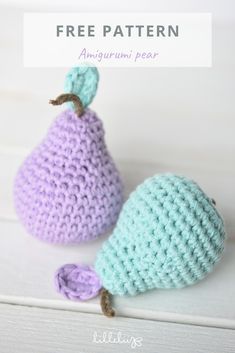 Pear Crochet Pattern Free, First Amigurumi, Crochet Key Chains Free Pattern, Pear Crochet, Crochet Pear, Amigurumi Fruit, Simple Amigurumi, Easy Crochet Amigurumi, Fruit Crochet