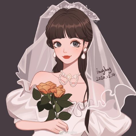 Bride Cartoon, Bride Clipart, Anime Crush, Wedding Drawing, Wallpaper Girly, Cute Cartoon Images, Wedding Illustration, Cute Stationary