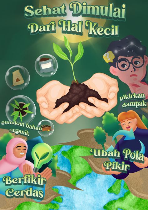 Poster Lomba plannerfree 🍇 Poster Digital Lingkungan, Poster Penghijauan, Biodiversity Poster Ideas, Recycling Poster, Go Green Posters, Canva Free Elements, Save Earth Drawing, Environmental Posters, Graphic Design Posters Layout