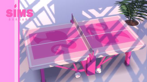 SIMS 4 - Barbie Ping pong Table - DOWNLOAD | Patreon Sims 4 Business, Sims 4 2023, Zombie Christmas, Sims 4 Content, Puzzle Table, Play Sims 4, Sims 4 Clutter, Pink Umbrella, Play Sims