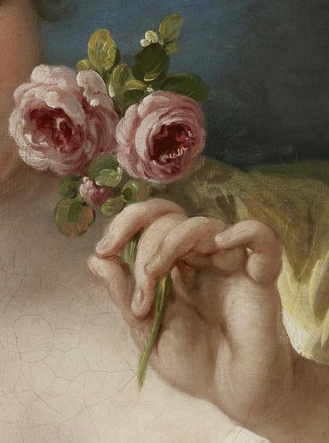 Artist: Unknown  http://breakfast-at-cartiers.tumblr.com/ Girl With Roses, Francois Boucher, Rococo Art, نباتات منزلية, Victorian Paintings, Rennaissance Art, Art Couple, Kunst Inspiration, Holding Flowers