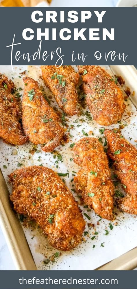 Chicken Tenderloin Recipes Breaded, Sheet Pan Breaded Chicken, Oven Baked Panko Chicken Tenders, Chicken Tender Panko Recipes, Panko Baked Chicken Tenders, Baked Chicken Bread Crumbs, Meals To Make With Chicken Tenderloins, Eggless Chicken Tenders, Best Oven Baked Chicken Tenders