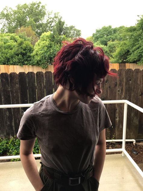 Deep Red Short Hair, Dark Red Bob With Bangs, Short Cherry Red Hair, Pixie Red Hair, Dark Red Bob, Short Bob With Layers, Across Bangs, Bangs Inspiration, Bob With Layers