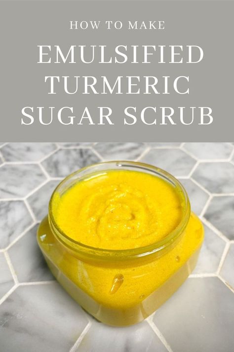 Turmeric Sugar Scrub, Coffee Soap Recipe, Sugar Scrub Homemade Recipe, Scrub Recipe Diy, Turmeric Scrub, Coffee Sugar Scrub, Emulsified Sugar Scrub, Homemade Body Care, Brown Sugar Scrub