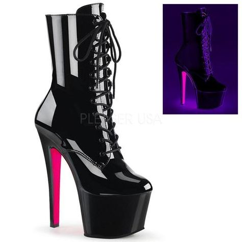 World Famous for Stilettos Since '91 | SEXYSHOES.COM 7 Inch Heels, Pleaser Heels, High Heel Stiefel, Dance Heels, Pleaser Shoes, Black Hot Pink, Vegan Fashion, Black Neon, Platform High Heels