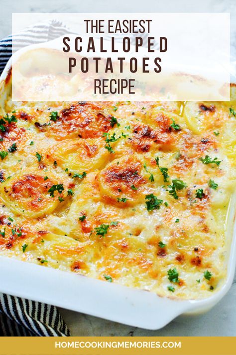 The Easiest Scalloped Potatoes Recipe – Home Cooking Memories No Fail Scalloped Potatoes, Frozen Scalloped Potatoes, Scalloped Potatoes No Cream, Scalped Potatoes Easy, Homemade Scallop Potatoes, Scalloped Potatoes With Half And Half, Paula Deen Scalloped Potatoes, Cast Iron Scalloped Potatoes, No Cheese Scalloped Potatoes