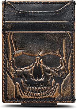 Amazon.com: HOJ Co. SKULL Front Pocket Wallet | Slim Money Clip Wallet | Strong Magnetic Money Clip | Motorcycle Wallet Biker Wallet Men, Front Pocket Wallet Men, Luxury Textured Leather Wallets For Men, Wallet With Money, Money Clip Leather Wallet, Mens Money Clip Wallet, Smart Wallet, Skull Wallet, Front Pocket Wallet