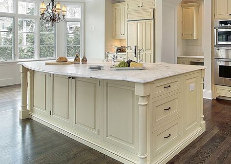 Beautiful white marble countertop kitchen island White Marble Kitchen Countertops, White Marble Kitchen Island, Marble Kitchen Countertops, Marble Top Kitchen Island, Round Kitchen Island, Marble Kitchen Island, White Kitchen Table, Replacing Kitchen Countertops, White Marble Kitchen