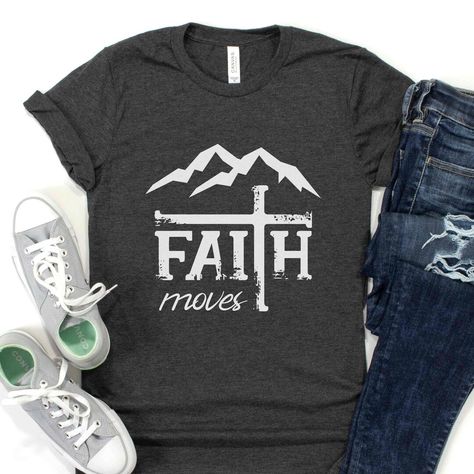 Mens Christian Shirt Faith Shirt Mens Clothing Tee Christian Bible Verse Shirts Love Jesus Tshirt Pray Based Shirts Faith Moves Mountains by 3DCandleCreations: 19.00 USD Mens Christian Shirt Faith Shirt Mens Clothing Tee Christian Bible Verse Shirts Love Jesus Tshirt Pray Based Shirts Faith Moves Mountains Express your faith with our men's Christian shirt. This tee is a powerful statement of your belief and love for Jesus. Featuring a Bible verse and the inspiring message "Faith Moves Mount... Bible Verse Shirts, Faith Moves Mountains, Christian Tshirt Design, Bible Shirts, Christian Shirts Designs, Inspiring Message, Christian Men, Jesus Tshirts, Love Jesus