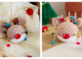 Rudolph Christmas Ornament Free Crochet Pattern Crochet Horns, Crochet Rudolph, Holiday Crochet Patterns, Rudolph Christmas, Holiday Crochet, Christmas Crochet Patterns, Christmas Hat, Amigurumi Free Pattern, Christmas Pattern