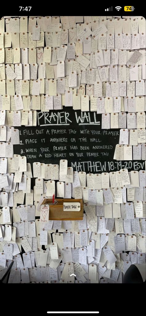 Christian Booth Ideas, Prayers And Praises Wall, Prayer Board Ideas Aesthetic Black, Classroom Prayer Wall, Classroom Collage Wall, Teen Classroom Decor Church, Church Group Aesthetic, Prayer Board Ideas For Men, College Ministry Room