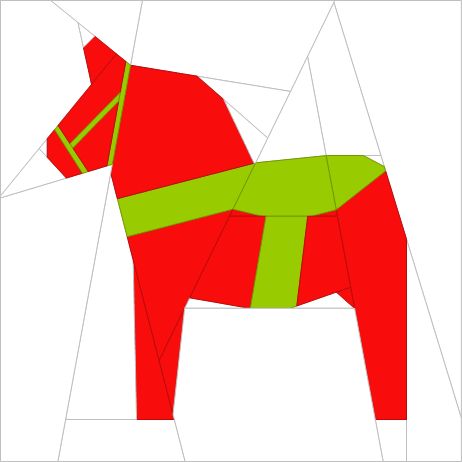 Dala Horse, A free foundation paper piecing pattern by Under Rainbow, found on Craftsy Horse Quilt Block, Christmas Sampler, Horse Quilt, Electric Quilt, Foundation Paper Piecing Patterns, Paper Pieced Quilt, Dala Horse, Miniature Quilts, Star Quilt Blocks