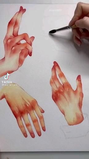 Hand Coloring Tutorial Digital, Digital Art Coloring, Coloring Reference, Cute Drawing, Watercolor Art Lessons, Drawings Simple, Art Drawings Sketches Creative, Draw Something, Hand Art