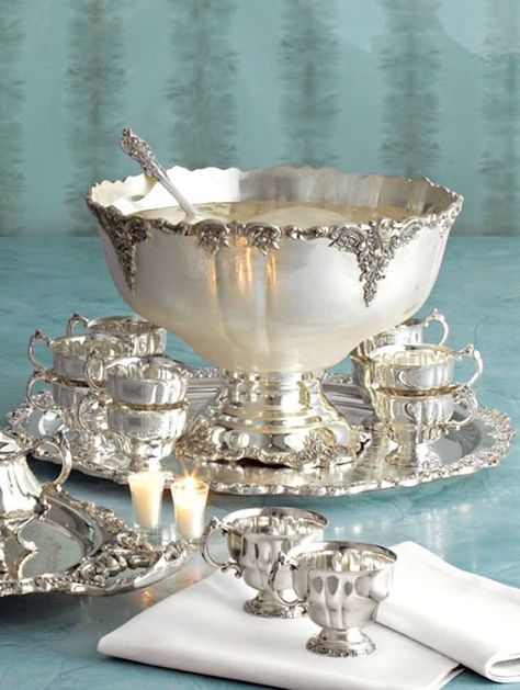 Silver Tea Set, Silver Pooja Items, Punch Bowl Set, Silver Bowl, Silver Trays, Punch Bowls, Silver Decor, Silver Tea, Butler's Pantry