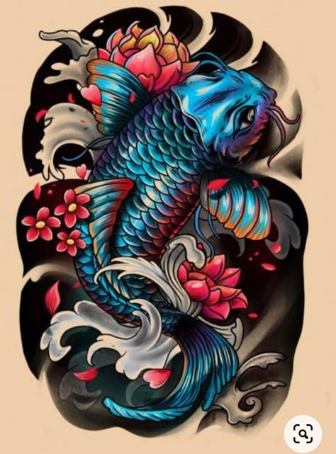 Pez Koi Tattoo, Dragon Koi Tattoo Design, Tato Irezumi, Tato Phoenix, Koi Dragon Tattoo, Geisha Tattoos, Tato 3d, Karp Koi, Carp Tattoo