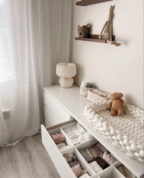 Beige Nursery Ideas, Ikea White Furniture, Beige Nursery, Bedroom Decorating Tips, Baby Corner, Ikea Nursery, Baby Nursery Inspiration, Baby Room Themes, First Apartment Decorating