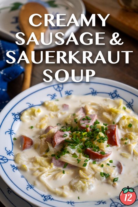 5-Ingredient Sauerkraut Soup | 12 Tomatoes Sauerkraut Meatball Soup, Creamy Sauerkraut Soup, Sauerkraut And Sausage Soup, German Sauerkraut Soup, Kielbasa Sauerkraut Soup, Sausage Sauerkraut Soup, Polish Sauerkraut Soup, Kielbasa And Sauerkraut Soup, What To Do With Sauerkraut