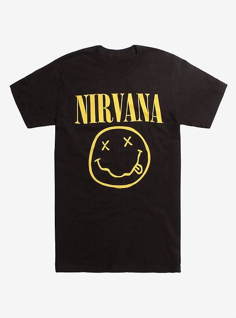 Camisa Rock, Nirvana Smiley Face, Smile Logo, Nirvana Shirt, Smiley Face Tshirt, Band Shirts, Tour T Shirts, Smiley Face, Nirvana