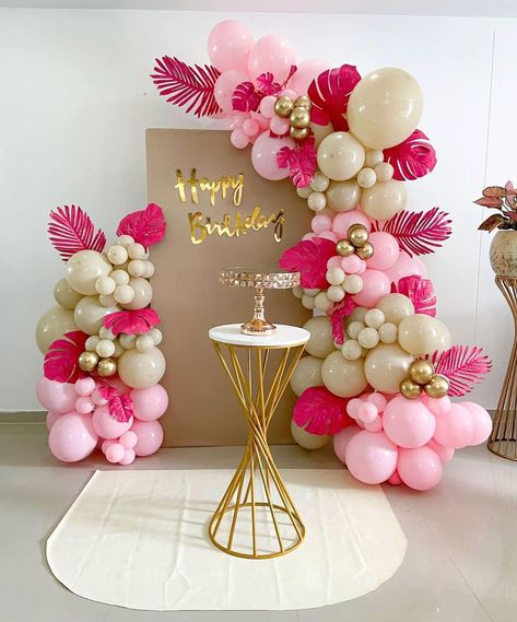 Happy Birthday Lulu, Simple Birthday Decorations, 21st Birthday Decorations, Diy Balloon Decorations, Birthday Balloon Decorations, Diy Birthday Decorations, Arch Kit, Cake Designs Birthday, Balloon Diy