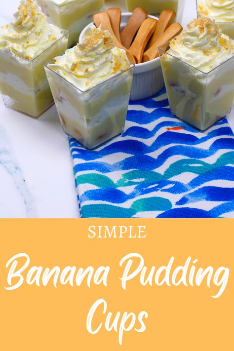 These simple banana pudding cups are so yummy! Make this banana pudding recipe as one big bowl or make these individual banana pudding cups! Banana Pudding Dessert Cups, Banana Pudding Cups Individual, Individual Banana Pudding Cups, Mini Banana Pudding Cups, Banana Pudding Shooters, Individual Banana Pudding, Chessman Banana Pudding, Banana Pudding Cups, Nilla Wafer Banana Pudding