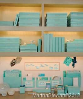 MarthaStewartHomeOffice Tiffany Blue Office, Aqua Office, Martha Stewart Home, Desk Organisation, School Supplies Organization, Blue Office, Storage Idea, Dream Office, Office Crafts