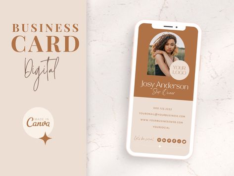 Digital Business Card - Modern boho - Virtual Business Card - DIY Calling Card - Editable Photo Card - Elegant script Template - Moonchild https://etsy.me/3epb1el #brown #beige #smallbusinesscard #editablecards #diybusinesscard #cardtemplate #modernbusinesscard #canva Virtual Business Card, Script Template, Boho Business, Canva Business, Virtual Card, Referral Cards, Small Business Cards, Diy Business Cards, Business Card Modern