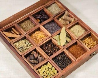 Indian Spice Box, Masala Dabba, Dry Fruit Box, Tea Bag Organizer, Beeswax Polish, Dry Fruit, Tea Party Decorations, Fruit Box, Spice Containers