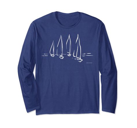 PRICES MAY VARY. Sailboaters are true adventurers. They choose to feel the wind, set their sails, and direct their own course. This clean, minimalist design of white sailboats on open water captures that spirit. Unique, licensed design from Sojourners Emporium. Those hearty and rugged outdoor lovers will treasure this item! Perfect birthday gift, Christmas gift, or anytime gift for sailboat owners, sailors, or anyone who loves the beauty of oceans, lakes, or any open water. Lightweight, Classic Hobie Cat, Nautical Shirt, Boat Shirts, Outdoor Lover, Perfect Birthday Gift, Open Water, Nautical Theme, Perfect Birthday, Boating