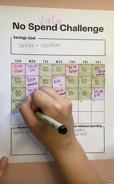 TikTok’s “No Spend Challenge,” Explained No Buy Challenge, No Spending Challenge, No Spend Year, No Spend Challenge Printable, No Spend, No Spend Challenge, Money Challenge, Pin Trading, Saving Goals