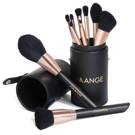 MAANGE Makeup Brushes 10Pcs Makeup Brush Set Professional Foundation Face Powder Blush Concealers Make Up Brushes Sets with Case Hooded Eye Makeup Natural, Brush Cleaner Makeup, Diy Makeup Brush Cleaner, Cleaning Makeup Brushes, Diy Makeup Brush, Clean Makeup Brushes, Eye Makeup Natural, Fun Hairstyles, Makeup Brushes Guide