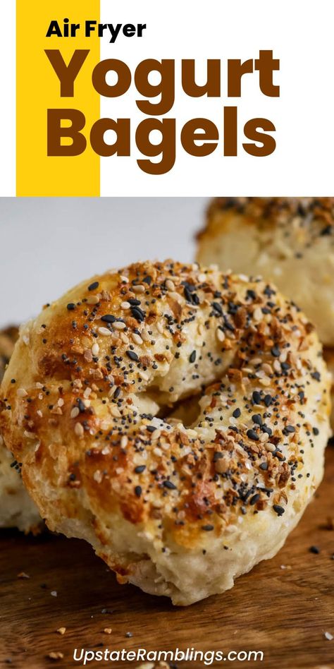 Air Fryer Yogurt Bagels Diy Bagels With Yogurt, Sour Cream Bagels, Ww Bagel Recipe, 2 Ingredient Bagels Air Fryer, Air Fryer Protein Bagels, Yogurt Bagels Air Fryer, Quick Easy Bagel Recipe, Air Fryer Bagels Greek Yogurt, Easy Bagel Recipe Greek Yogurt