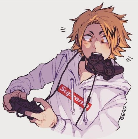 Omg he's charging the controller 😂 My Hero Academia Kaminari, Kaminari Denki, Human Pikachu, Denki Kaminari, Film Anime, My Hero Academia Memes, Buko No Hero Academia, Disney California, My Hero Academia Episodes