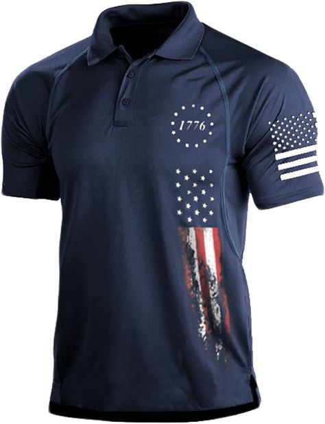 Tactical Shirt, Polo Shirts Men, American Flag Print, Printed Polo Shirts, Polo T Shirts, American Shirts, Golf Shirt, Long Sleeve Polo, Mens Polo Shirts