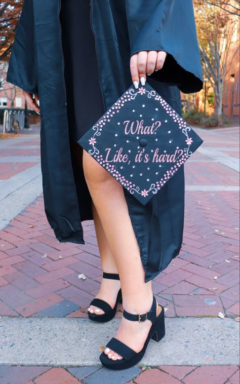 Minimal Grad Cap Design, Graduation Cap Ideas Masters Degree, Grad Cap Ideas Associates Degree, Grad Cap Family, Associates Degree Graduation Cap Ideas, Mph Graduation Cap, Halloween Graduation Cap, What Like It’s Hard Grad Cap, Next Stop Law School Grad Cap