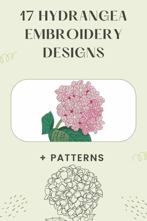 17 Hydrangea Embroidery Designs & Patterns - meshthread.com Hortensia Embroidery, Hydrangeas Embroidery, Embroidery Hydrangea Flower, Hydrangea Embroidery Pattern, Embroidery Hydrangea, Hydrangea Embroidery, Hand Embroidered Hydrangeas, Embroidered Hydrangea Flower, Embroidery Butterflies