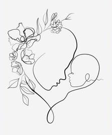 Mother Line Drawing, Line Art Mother, Baby Tattoos For Moms, Mom And Daughter One Line Drawing, Line Art Design Mom And Son, Line Art Design Mother And Daughter, Mutterschaft Tattoos, Motherhood Tattoos, Baby Logo Design