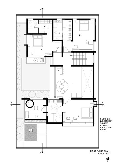 Indian Courtyard House Plans, House Plans With Courtyard, Modern Farmhouse Layout, Smart House Plans, Urban Courtyards, Courtyard Home, Simple Floor Plans, Duplex Floor Plans, Modern Courtyard